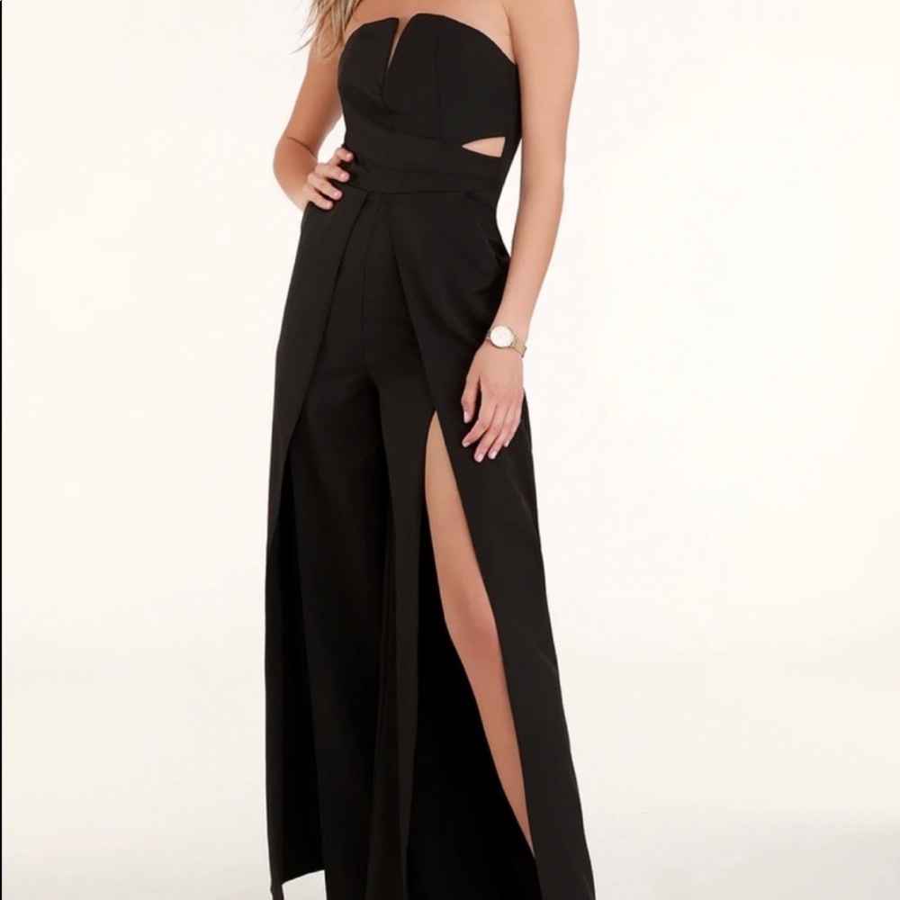 NWT DREAM IT BLACK STRAPLESS CUTOUT JUMPSUIT